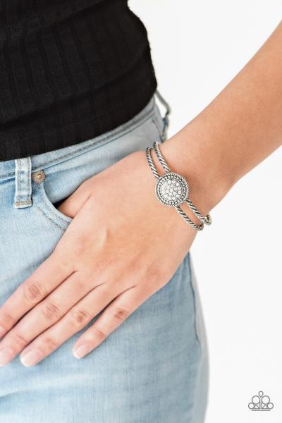Definitely Dazzling - White Cuff Bracelet