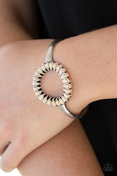 Divinely Desert - White Cufd Bracelet 