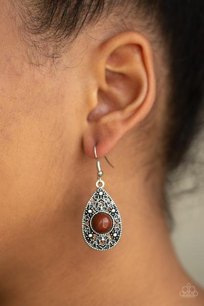 From POP To Bottom - Brown Earring