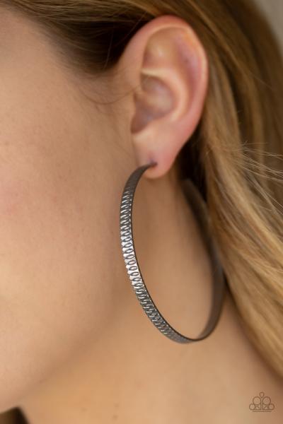 Retro Rebellion - Black Hoop Earring
