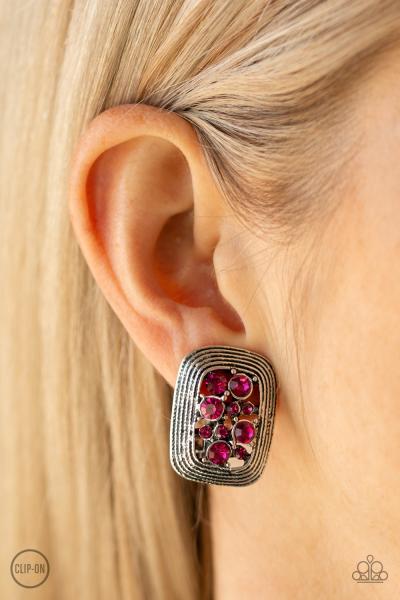 Darling Dazzle - Pink Clip-On Earring