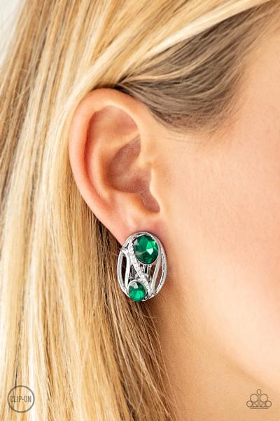 Wheres The FIREWORK? - Green Clip-On Earring