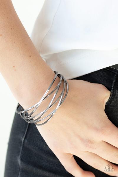 Down To The Wire - Black Cuff Bracelet