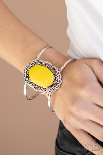 Vibrantly Vibrant - Yellow Cuff Bracelet