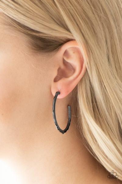Danger Zone - Black Hoop Earring