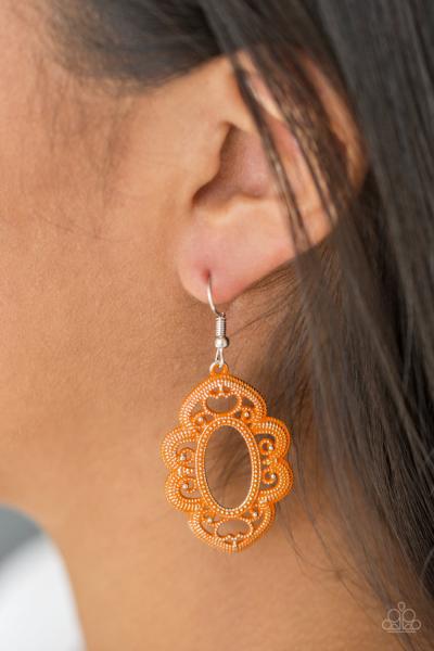 Mantras and Mandalas - Orange Earring