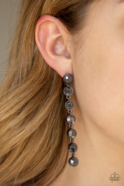 Dazzling Debonair - Black Post Earring