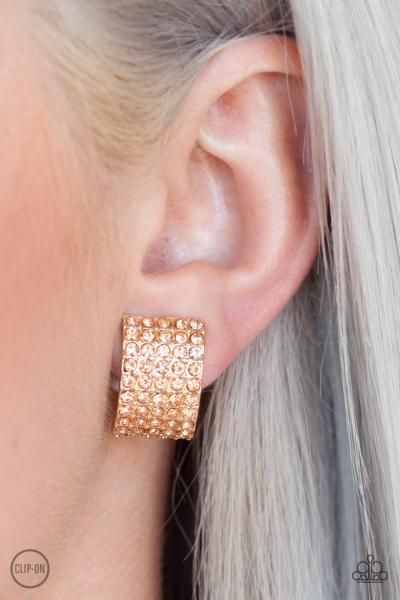 Hollywood Hotshot - Gold Clip-On Earring