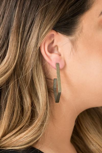 Geo Grand - Brass Hoop Earring