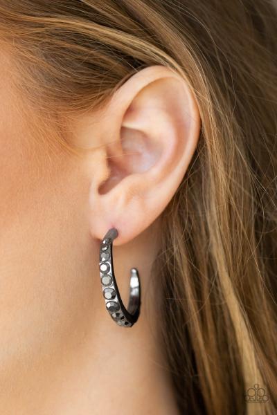 Welcome To Glam Town - Black Hoop Earring