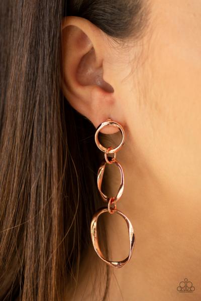 Three Ring Radiance - Copper Earring 