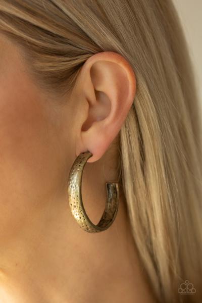 Rustic Revolution - Brass Hoop Earring