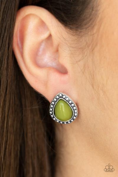 Boldly Beaded - Green Post Earring