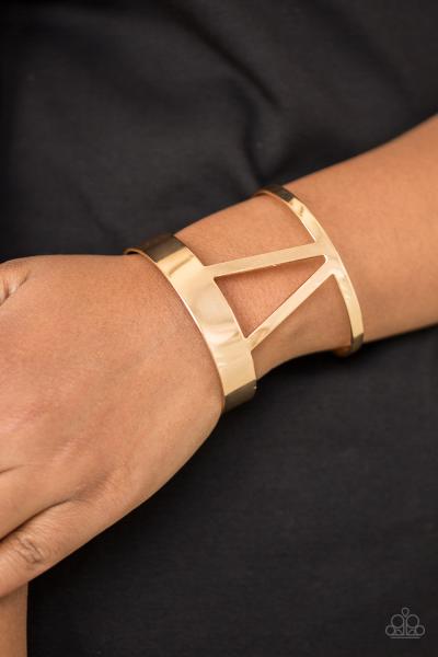 Rural Ruler - Gold Cuff Bracelet 