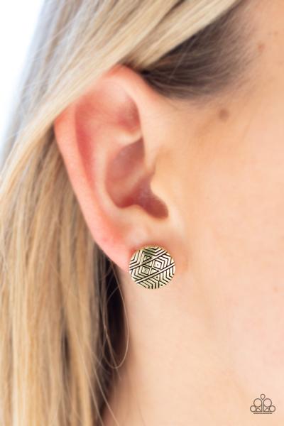 Bright As A Button - Brass Post Earring