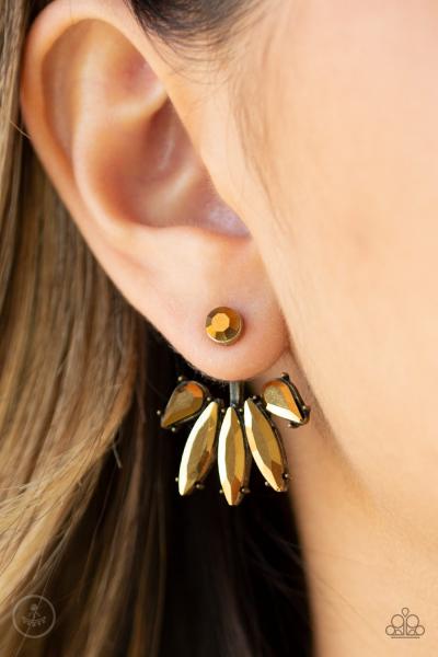 Stunningly Striking - Brass Jacket Earring