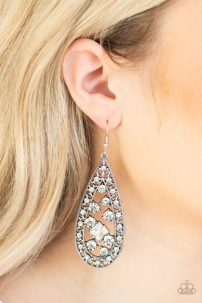 Drop-Dead Dazzle - White Earring
