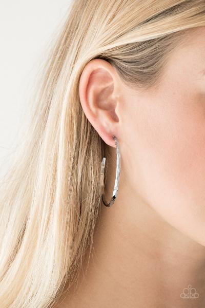 Geo Edge - Silver Hoop Earring 