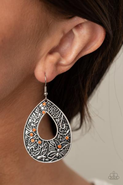 Botanical Butterfly - Orange Earring
