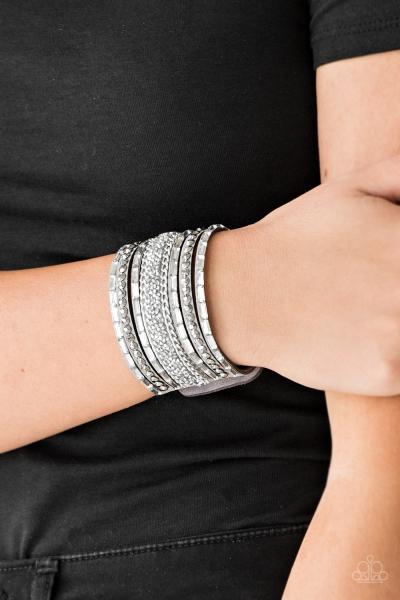Rhinestone Rumble - Silver Urban Bracelet 