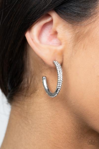 Trail Of Twinkle - White Hoop Earring