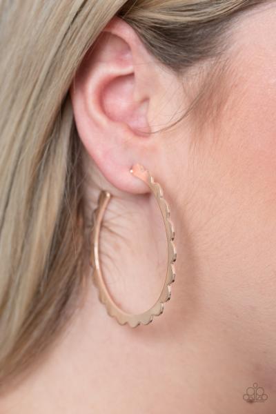Radiant Ridges - Rose Gold Hoop Earring