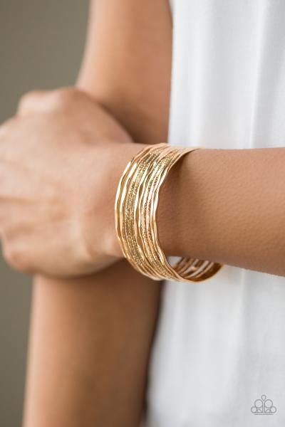 Sleek Shimmer - Gold Cuff Bracelet 