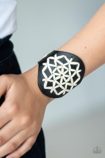 A Cross-Stitch In Time - Black Bracelet 