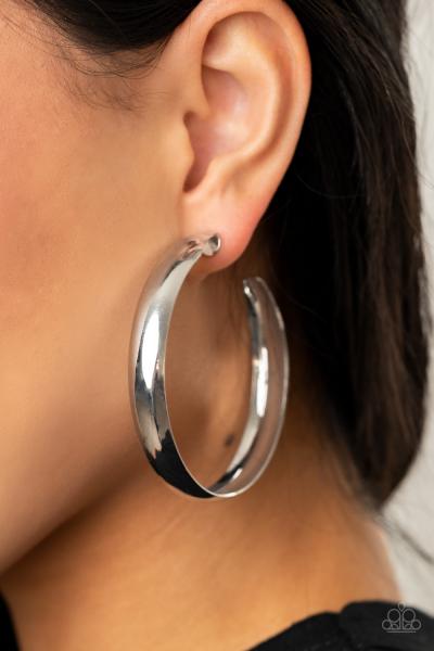 Kick Em To The CURVE - Silver Hoop Earring 