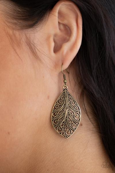 One VINE Day - Brass Earring 