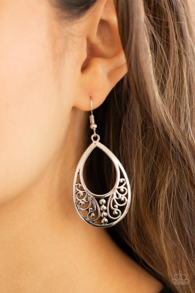Stylish Serpentine - Silver Earring 