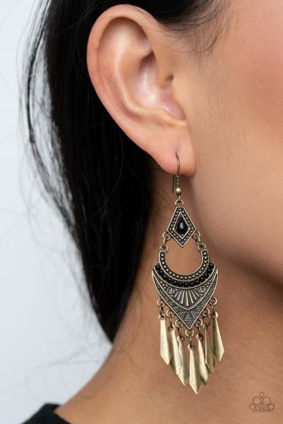 Trailblazer Beam - Brass Earring 