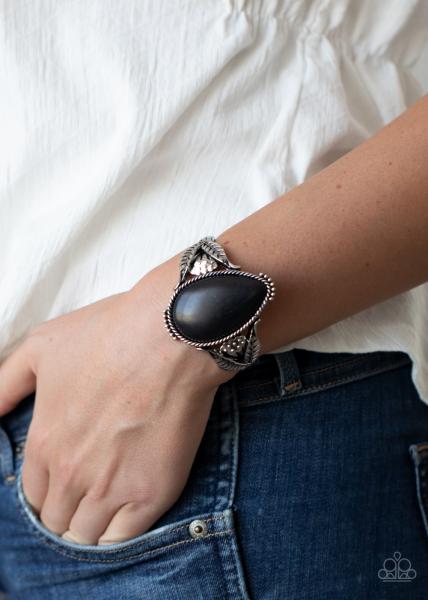 Blooming Oasis - Black Cuff Bracelet 