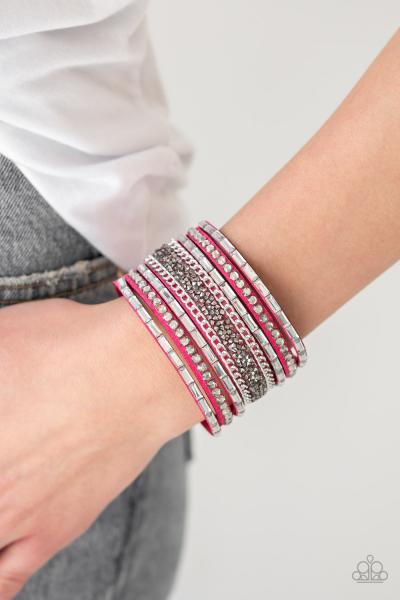 Rhinestone Rumble - Pink Urban Bracelet 