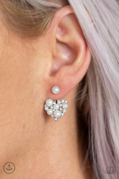Star-Studded Success - White Jacket Earring