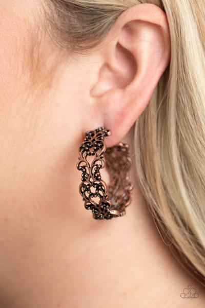 Laurel Wreaths - Copper Hoop Earring 