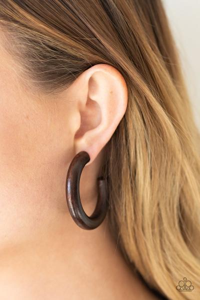 Woodsy Wonder - Brown Hoop Earring 