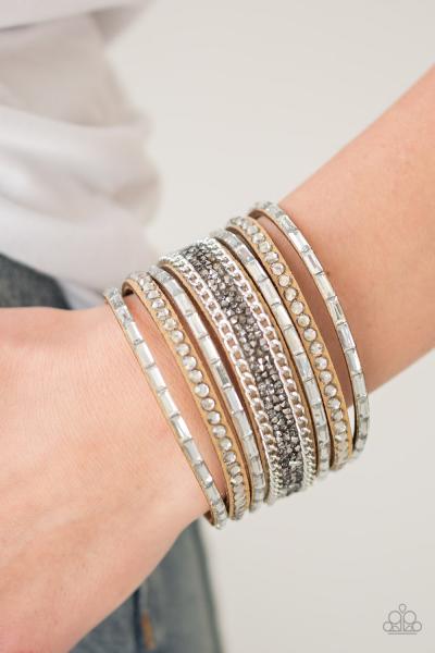 Rhinestone Rumble - Brown Urban Bracelet 