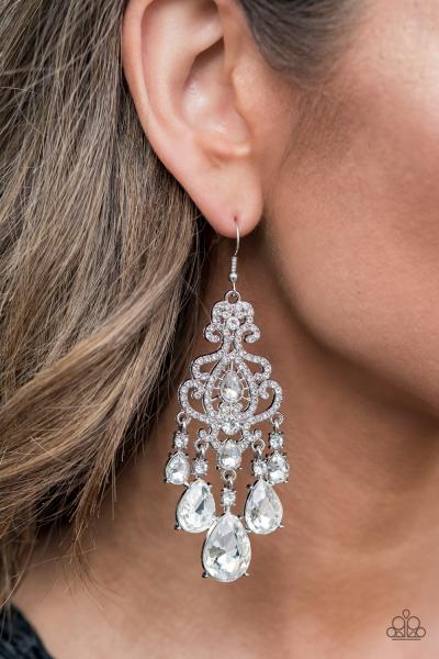 Queen Of All Things Sparkly - White Earring 