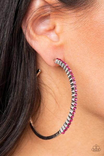 Making Rounds - Pink Hoop Earring