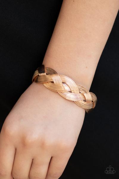 Woven Wonder - Gold Cuff Bracelet 