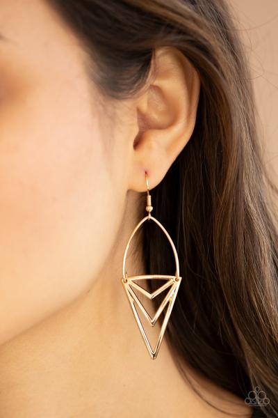 Proceed With Caution - Gold Earring 