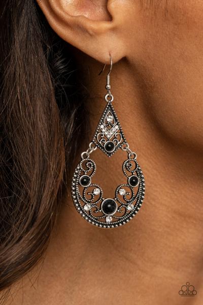 Bohemian Ball - Black Earring