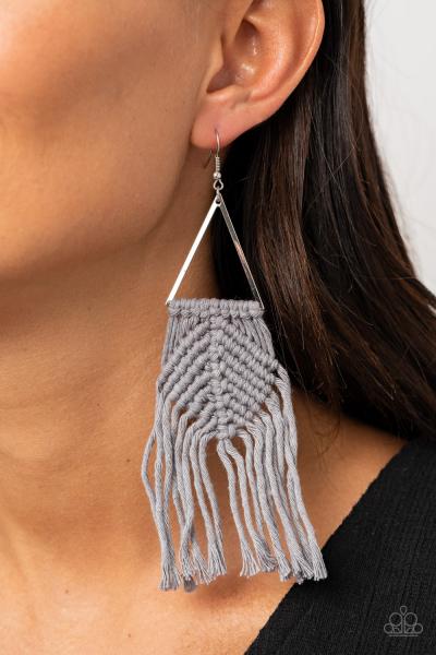 Macrame Jungle - Silver Earring 