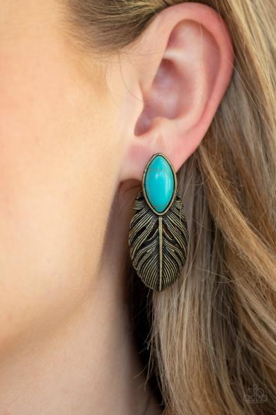 Rural Roadrunner - Brass Post Earring 