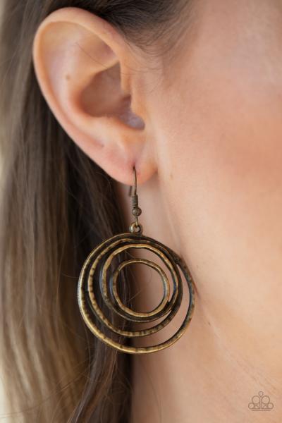 Spiraling Out of Control - Brass Earring 
