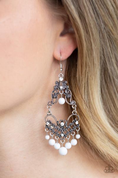 Colorfully Cabaret - White Earring 