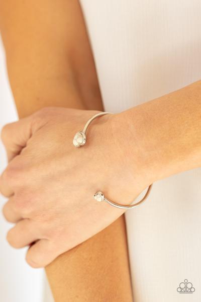 Romantically Rustic - White Cuff Bracelet 