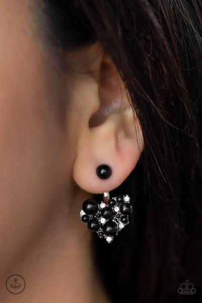 Star-Studded Success - Black Jacket Earring