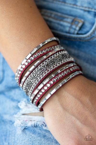 Rhinestone Rumble - Red Urban Bracelet 